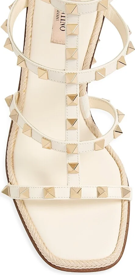 Women's Rockstud Wedge Sandals 80MM - Ivory - Size 7 - Image 3