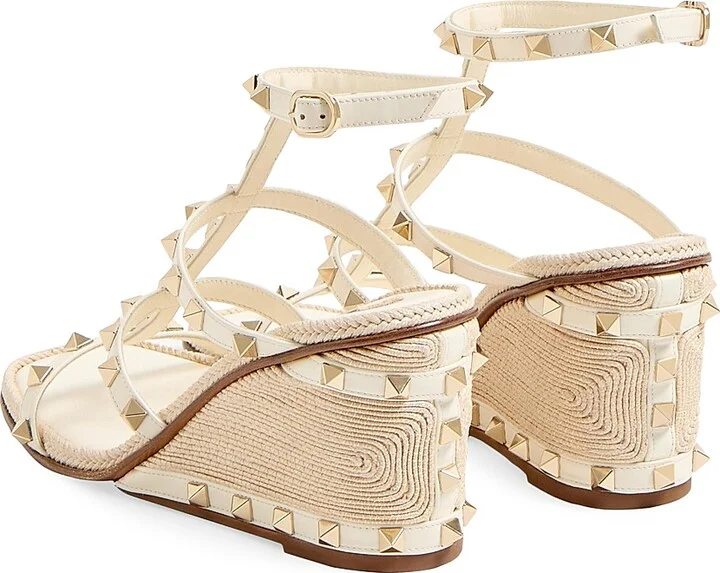 Women's Rockstud Wedge Sandals 80MM - Ivory - Size 7 - Image 4
