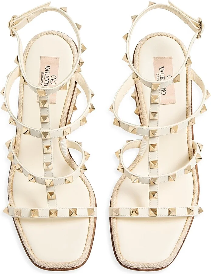 Women's Rockstud Wedge Sandals 80MM - Ivory - Size 7 - Image 6