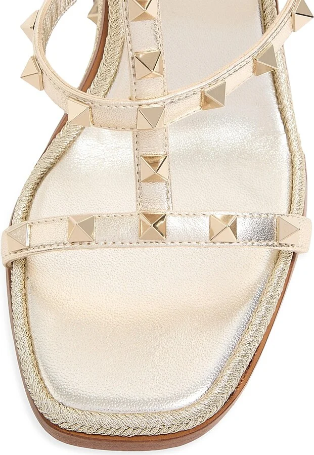 Women's Rockstud Wedge Sandals in Laminated Nappa - Platinum - Size 7 - Image 6