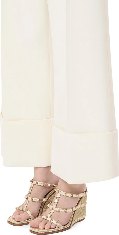 Women's Rockstud Wedge Sandals in Laminated Nappa - Platinum - Size 7 - Image 7