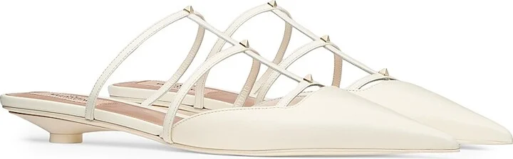 Women's Rockstud Wispy Calfskin Mules - Ivory - Size 7 - Image 2