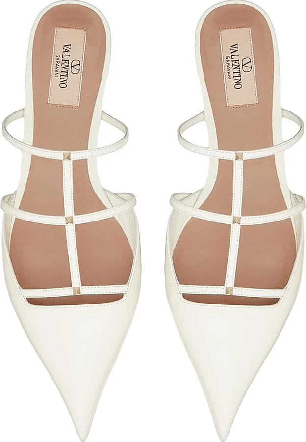 Women's Rockstud Wispy Calfskin Mules - Ivory - Size 7 - Image 4