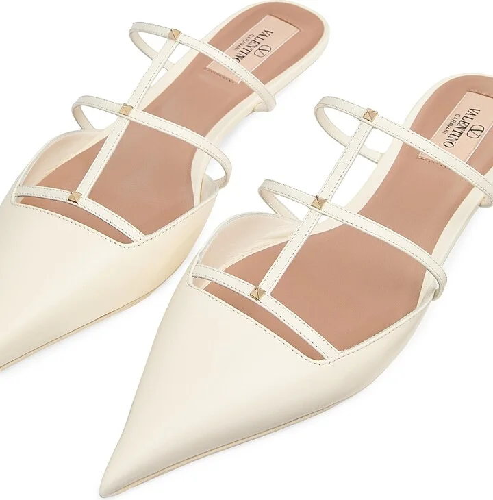 Women's Rockstud Wispy Calfskin Mules - Ivory - Size 7 - Image 5