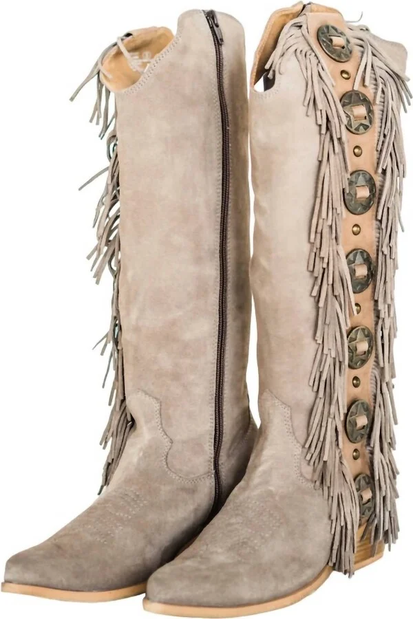 Women's Rodeo Doll Fringe Boots In Taupe