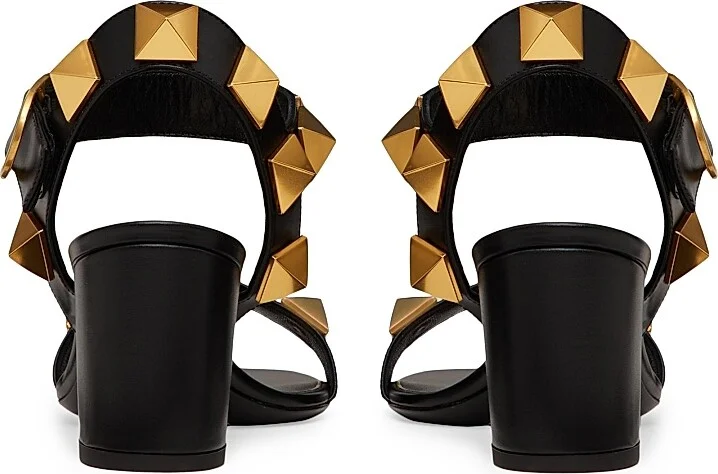 Women's Roman 60MM Stud Calfskin Sandals - Black - Size 6 - Image 3