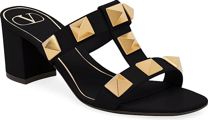 Women's Roman Stud Leather Mules - Nero - Size 6 - Image 2