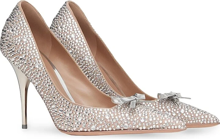 Women's Romance Bow Pumps with Crystals 100MM - Crystal Rose Cannelle - Size 11.5 - Image 2