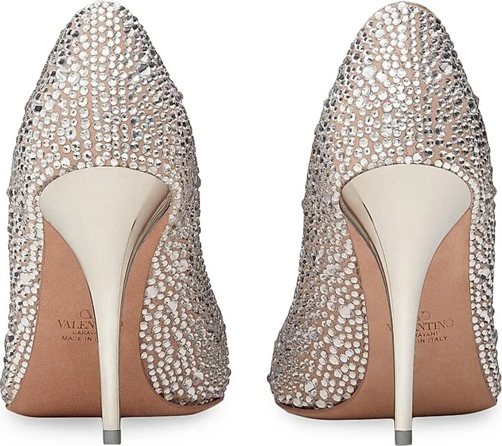 Women's Romance Bow Pumps with Crystals 100MM - Crystal Rose Cannelle - Size 11.5 - Image 3