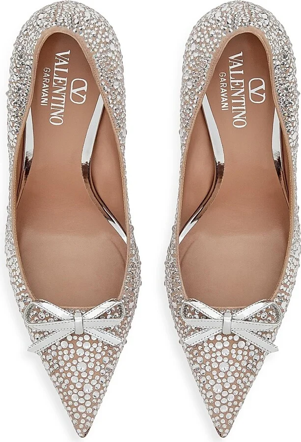 Women's Romance Bow Pumps with Crystals 100MM - Crystal Rose Cannelle - Size 11.5 - Image 4