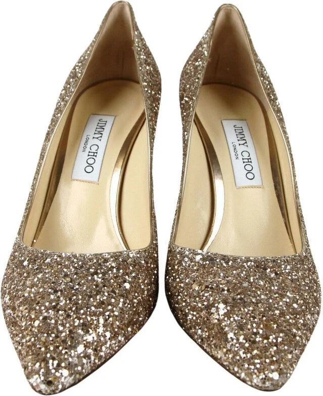 Women's Romy 85 Champagne Coarse Glitter Pumps SAO247 (41.5 EU / 11.5 US) - Image 3