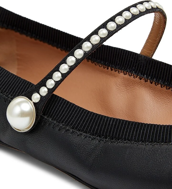 Women's Romy Leather Flats - Black - Size 6 - Image 5
