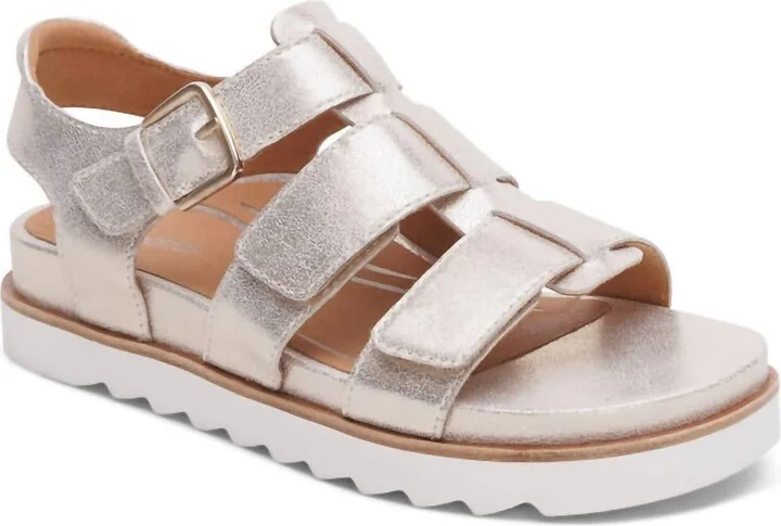 Women's Romy Quarter Strap Cork Flat Sandal In Champagne