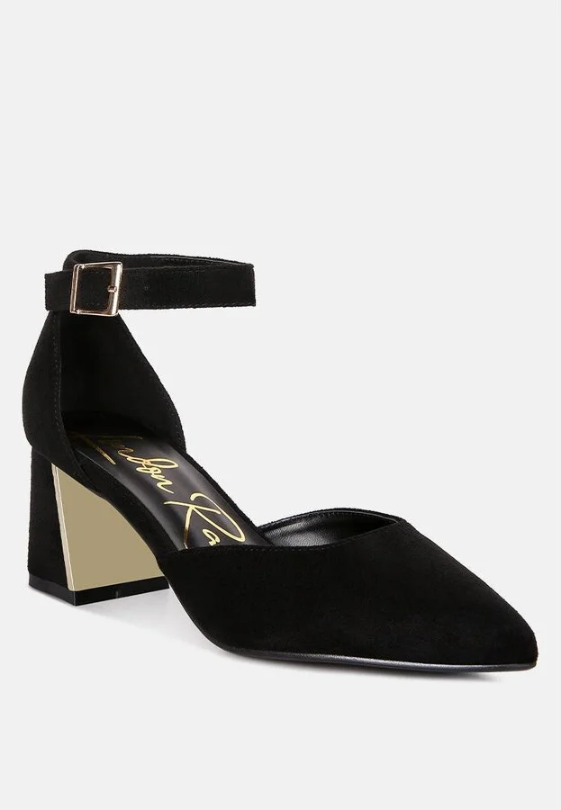 Womens rory metallic sling detail block heel sandals - Image 4
