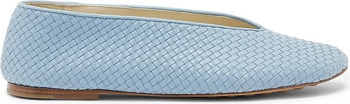 Women's Rosa Intrecciato Leather Flats - New Ice - Size 6