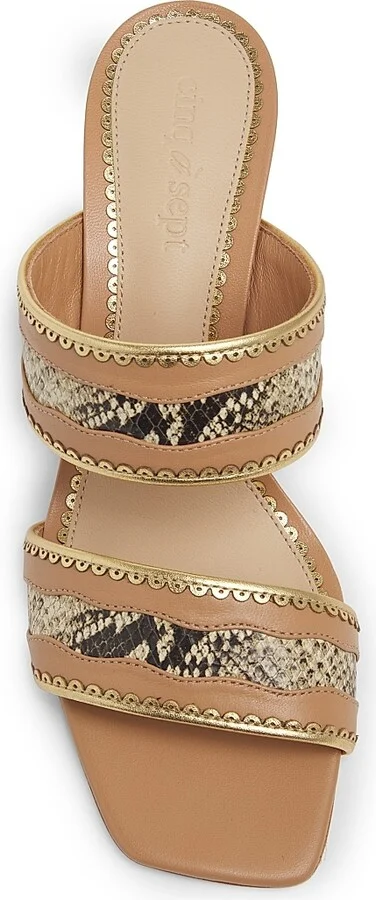 Women's Rosalie 70MM Metallic Snake-Embossed Leather Sandals - Sahara Gold - Size 5 - Image 4
