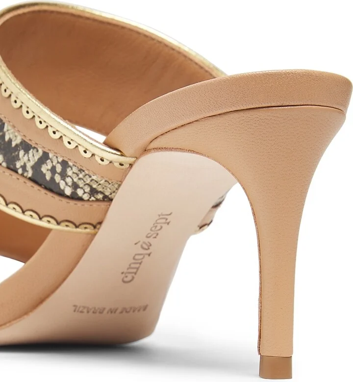 Women's Rosalie 70MM Metallic Snake-Embossed Leather Sandals - Sahara Gold - Size 5 - Image 5