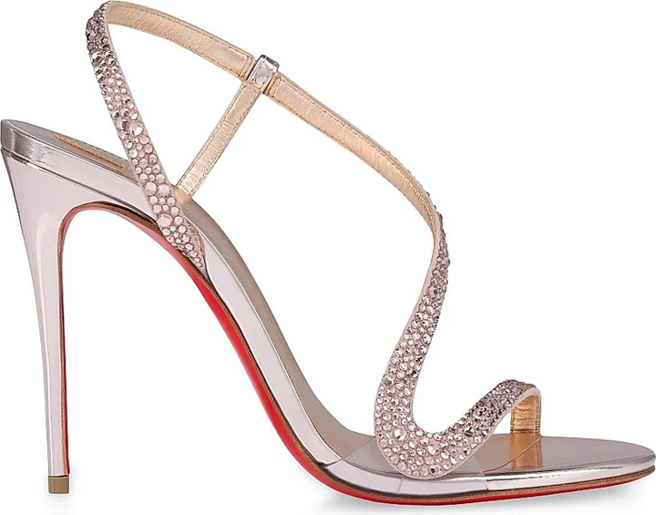 Women's Rosalie Strass Leather 100MM Sandals - Vintage Rose - Size 8
