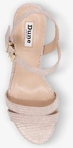 Womens Rose Gold-Fabric Merisa Glitter Block-Heel Woven Sandals Eur 38/5 Uk Women - Image 2