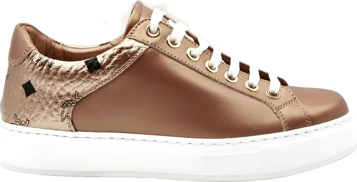 Women's Rose Gold Leather Low Top Sneakers (35 EU / 5 US) - Image 2