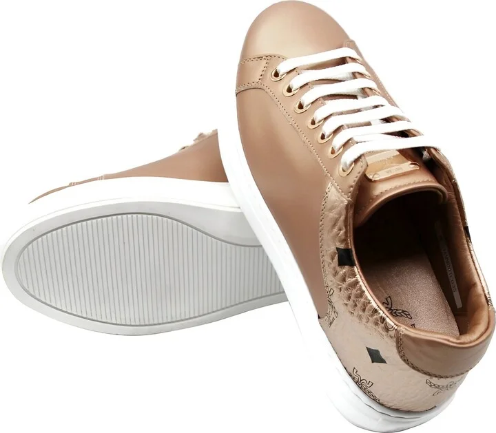 Women's Rose Gold Leather Low Top Sneakers (35 EU / 5 US) - Image 6