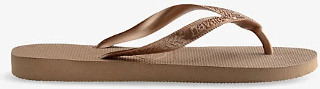 Womens Rose Gold Top Tiras Metallic Rubber Flip-Flops 8