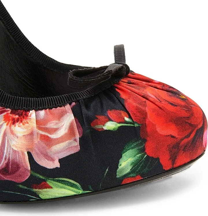 Women's Rose Satin 130MM Slingback Pumps - Black Rose Multi - Size 6 - Image 5