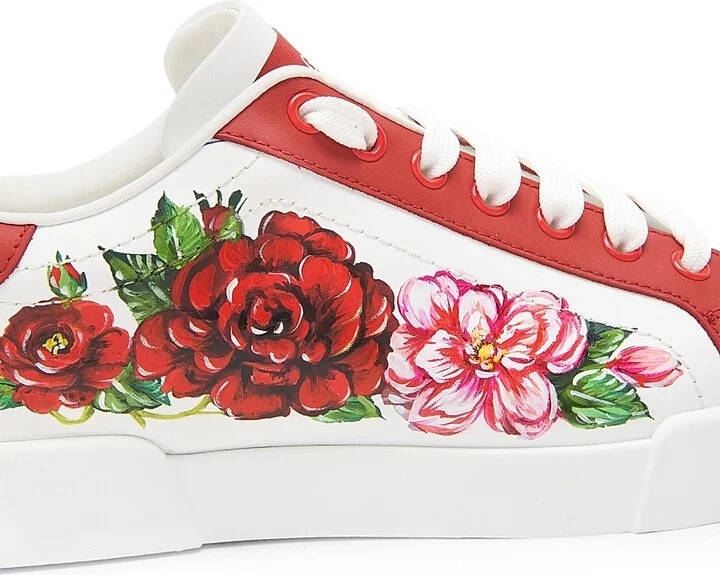 Women's Roses Leather Sneakers - White Rose Multi - Size 6 - Image 5