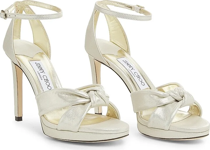 Women's Rosie 100MM Shimmer Suede Sandals - Light Soft Gold - Size 5 - Image 2