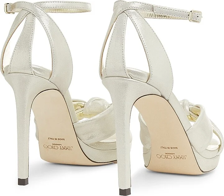 Women's Rosie 100MM Shimmer Suede Sandals - Light Soft Gold - Size 5 - Image 3