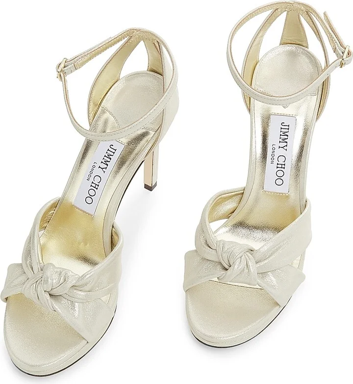 Women's Rosie 100MM Shimmer Suede Sandals - Light Soft Gold - Size 5 - Image 4
