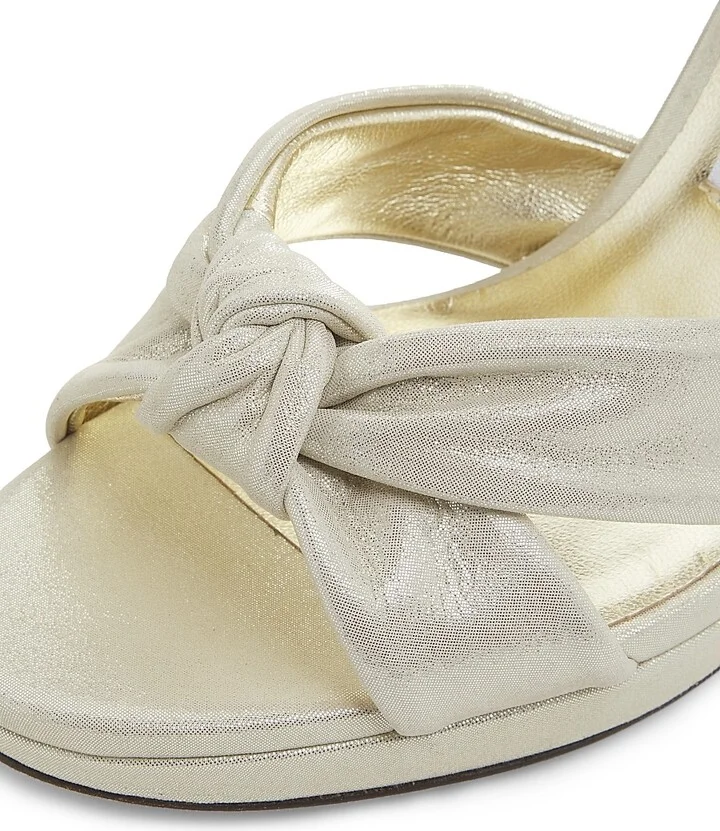Women's Rosie 100MM Shimmer Suede Sandals - Light Soft Gold - Size 5 - Image 6