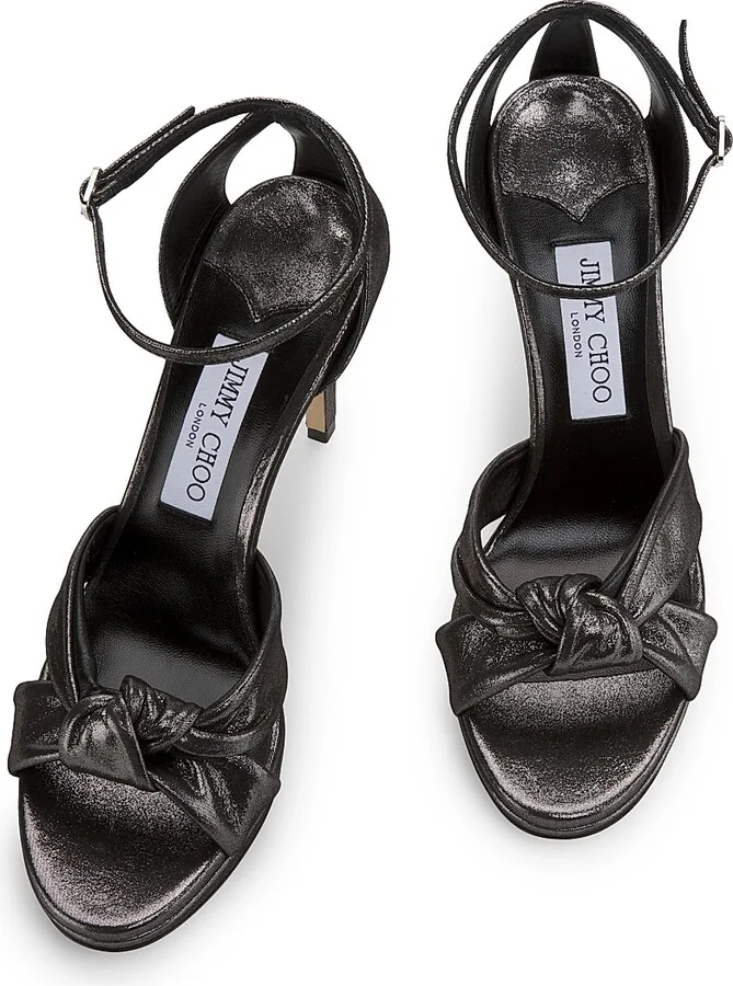 Women's Rosie 100MM Shimmer Suede Sandals - Light Soft Gold - Size 5 - Image 9