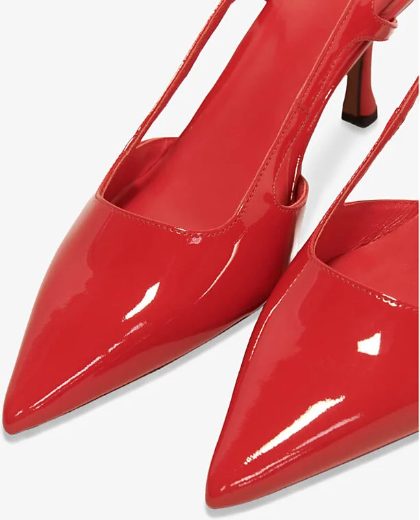 Womens Rouges Patent Sling-Back Leather Heeled Pumps Eur 39 / 6 Uk Women - Image 2