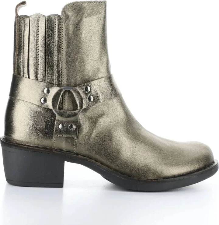 Women's Round Toe Boots In Dark Gold