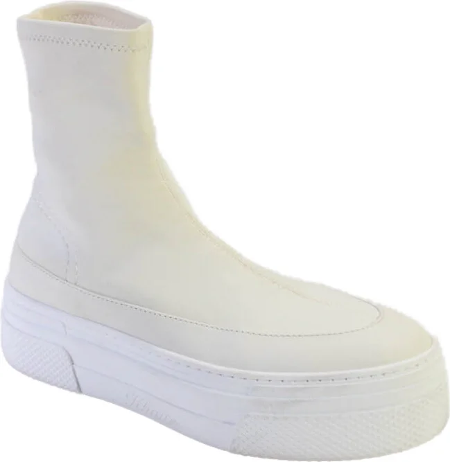 Women's Round Toe Pull-On Platform High Top Sneakers Cream