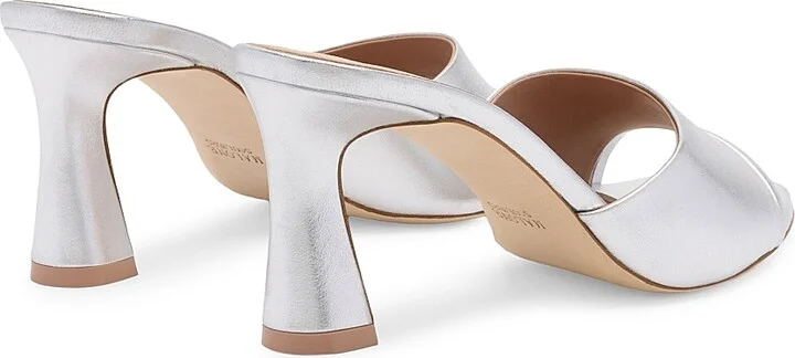 Women's Roxanne 70MM Metallic Leather Block Heel Sandals - Silver Silver - Size 10 - Image 3
