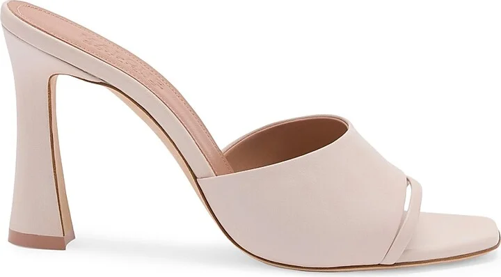 Women's Roxanne 90MM Leather Block Heel Sandals - Shell - Size 11