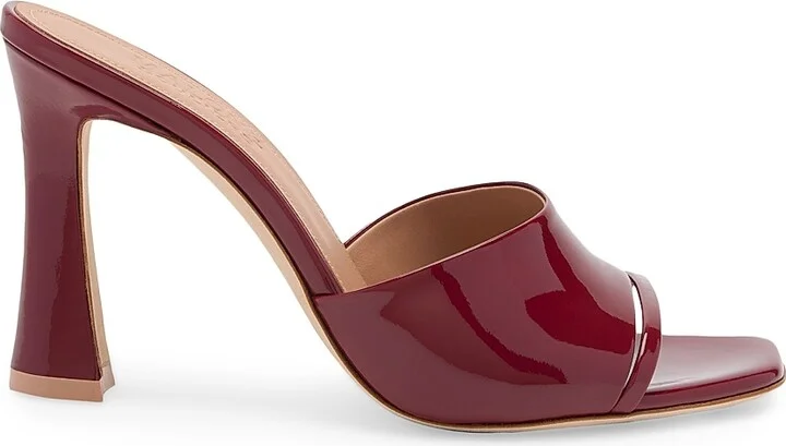 Women's Roxanne 90MM Patent Leather Block Heel Sandals - Rosewood - Size 12