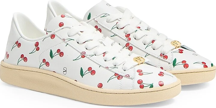 Women's Royco Sneakers in Nappa Calfskin with Cherryfic Pattern - White - Size 7 - Image 2