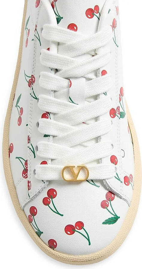 Women's Royco Sneakers in Nappa Calfskin with Cherryfic Pattern - White - Size 7 - Image 3