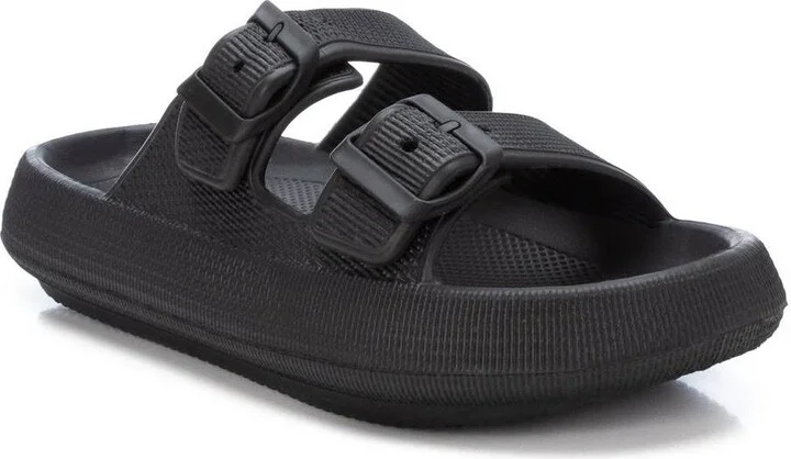 Women's Rubber Flat Sandals By Xti, Black - Image 2