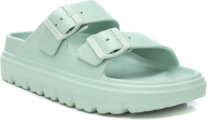 Women's Rubber Flat Sandals In Aqua