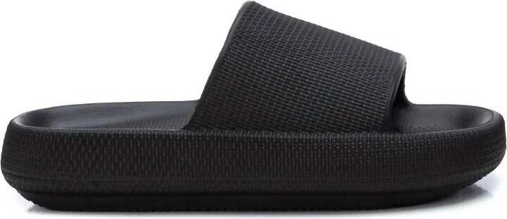 Women's Rubber Flat Sandals In Black