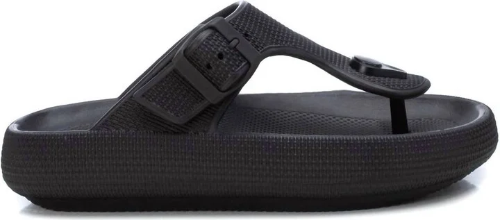 Women's Rubber Flip Flops Sandals In Black