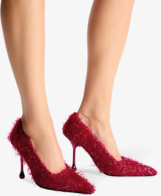 Womens Ruby Red Ixia 95 Tinsel Heeled Woven Courts Eur 34 / 1 Uk Women - Image 2