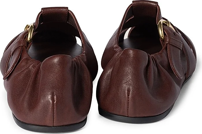 Women's Ruches Nappa Leather Fisherman Sandals - Brown - Size 5 - Image 3