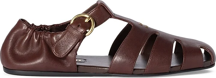 Women's Ruches Nappa Leather Fisherman Sandals - Brown - Size 5
