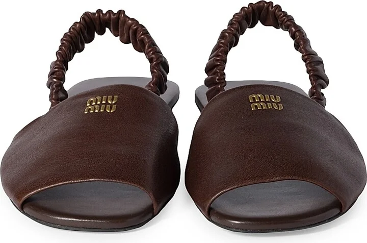 Women's Ruches Nappa Leather Sandals - Brown - Size 6 - Image 3
