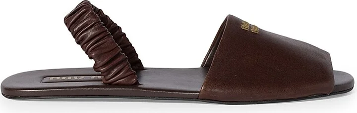 Women's Ruches Nappa Leather Sandals - Brown - Size 6